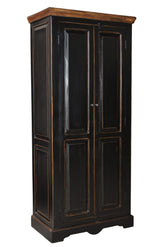 TPFLiving Schrank Auburn Mango + MDF schwarz mit honigfarbiger Deckplatte